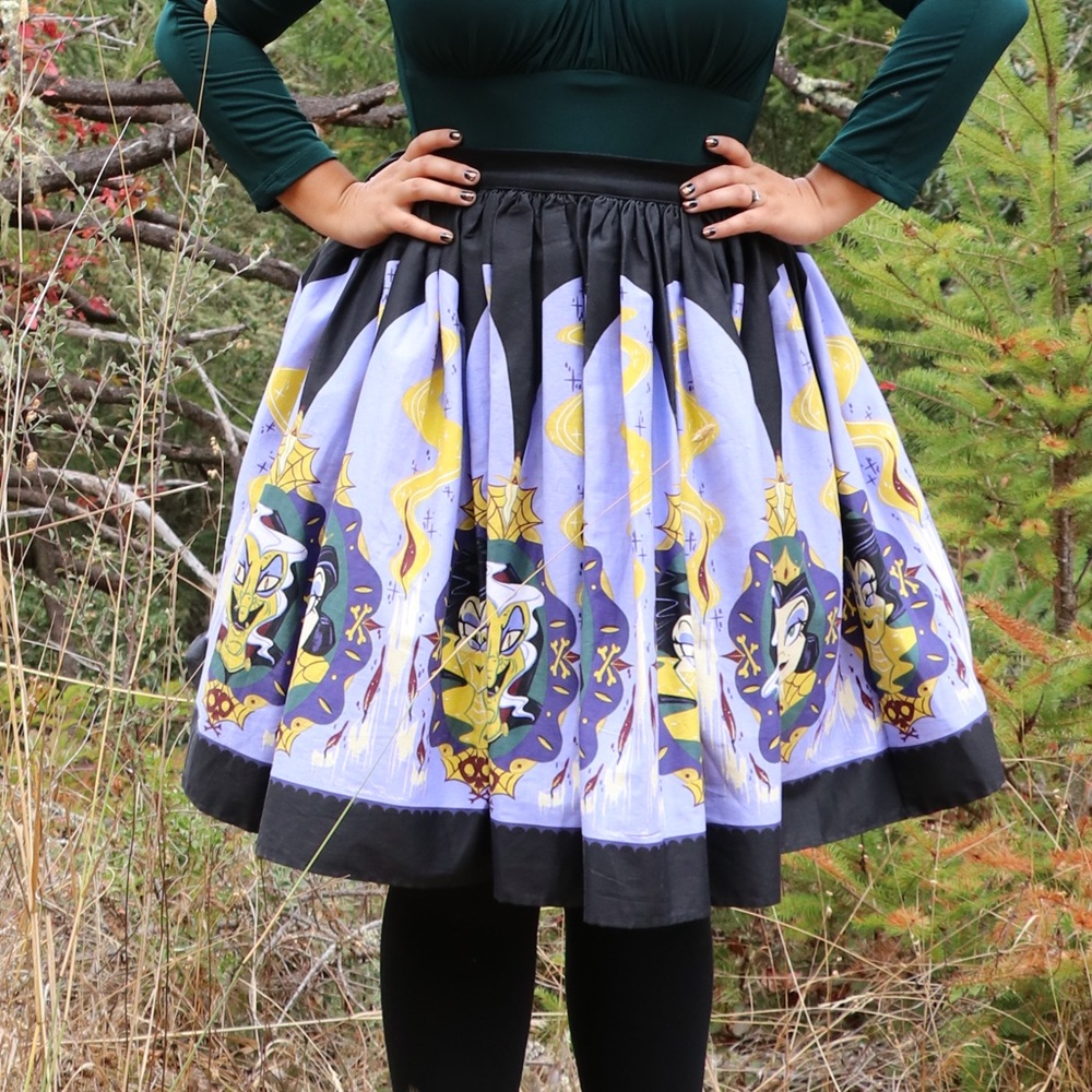 Pinup girl clothing Jenny Petite skirt in transformation witch.